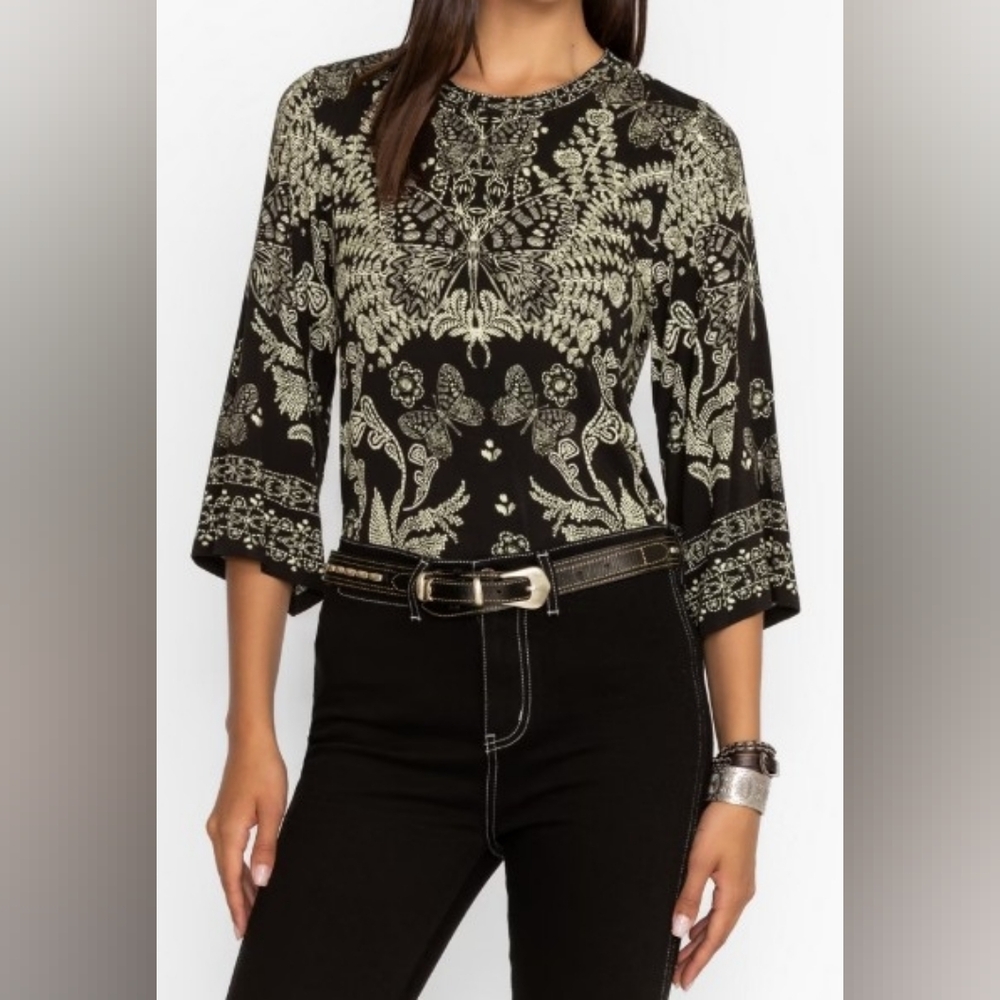 Johnny Was Los Angeles Janie Favorite Bell Sleeve Top - Size L - Picture 2 of 8